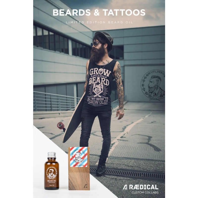 Raedical Beard oil Beards & Tattoos 30ml @ Men Shop | Beard | Shaving |  Razors | Gifts for Him | Mens Grooming