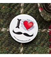 Captain Fawcett Tin Badge "I Love Moustache"